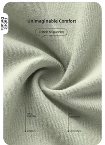Macro detail of breathable 95% cotton 5% spandex knitted fabric in light grey green