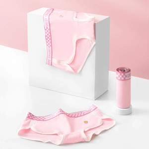 Pink cotton breathable sport panties for women with checkered PINK WORLD waistband