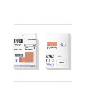 Detail view of cotton boxer briefs packaging boxes with product information and size charts
