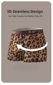 Détail du boxer homme à imprimé léopard avec coupe 3D sans couture et taille élastique