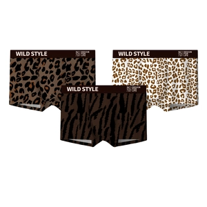 Lot de 3 boxers pour hommes en coton avec imprimé léopard et taille élastique souple