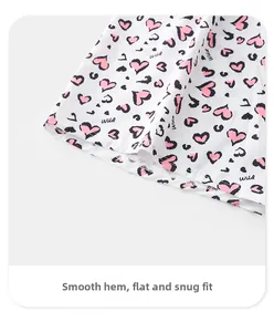 Detail of smooth hem and pink leopard heart print on ice silk boxer shorts with Wild logo