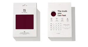 Size chart and packaging detail for antibacterial red men's boxer briefs with EU sizing