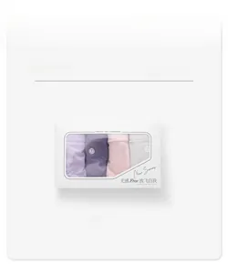 Set of four modal cotton women's briefs in assorted pastel colors within a windowed gift box