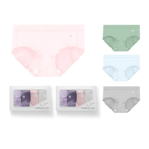 Women's modal seamless briefs set with scalloped edges in multi-color gift box packaging