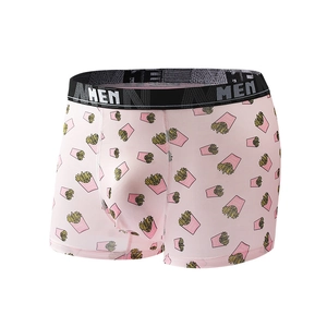 Caleçon boxeur rose pour hommes avec imprimé frites et ceinture élastique logo MEN