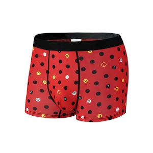 Men's ice silk boxer briefs with breathable red polka dot fun life print pattern