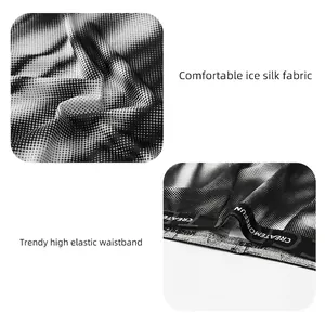Men's breathable ice silk boxers with polka dot mesh fabric and elastic waistband
