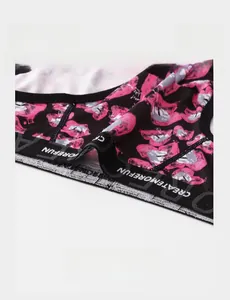 Close-up of elastic waistband with CREATEMOREFUN logo on men's printed ice silk underwear