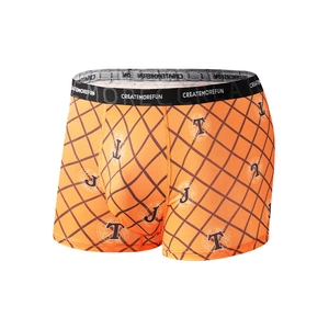 Atmungsaktive Herren-Boxershorts in Orange mit Rautenmuster und elastischem Bund