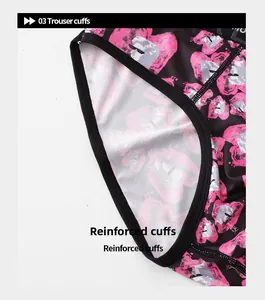 Macro view of reinforced cuffs and floral pattern on thin ice silk men briefs