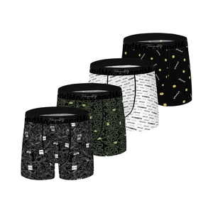Pack of 4 men's ice silk boxer briefs with breathable mesh and trendy graphic prints