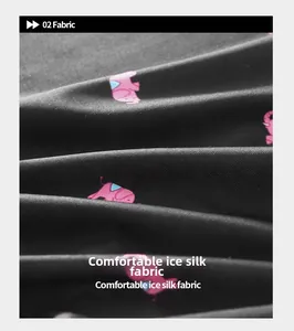 Close-up of lightweight ice silk fabric with pink elephant patterns on black boxers