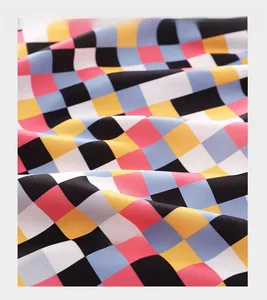 Macro detail of breathable multi-color plaid woven fabric for men boxers shorts