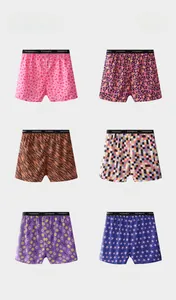 Detail view of six men's boxer shorts featuring various animal prints and patterns