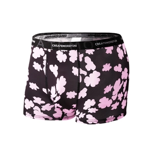 Men's ice silk boxer briefs with pink floral print and elastic waistband display