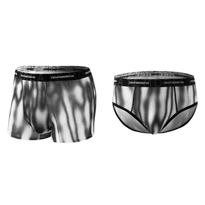 Men's boxer and brief set with stylish halftone print and elastic brand waistband
