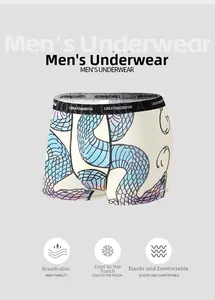 Détail du boxer pour homme en soie glacée respirante avec imprimé motif peau de serpent