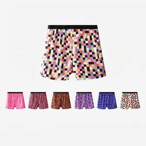 Men's Printed Boxers Woven Polyester Loose Underwear With Lettering Elastic Waistband Comfortable Breathable Casual Aro Pants