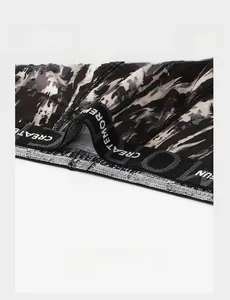 Detail of CREATEMORE elastic waistband and camouflage print on breathable men boxers
