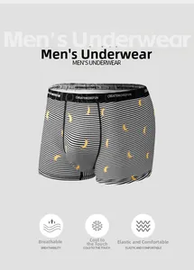 Men's boxer briefs with banana print, breathable fabric and elastic waistband details