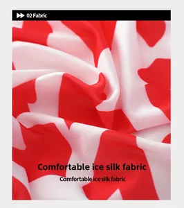 Detail of breathable ice silk fabric with red and white geometric print for men's underwear