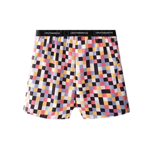 Mens breathable ice silk boxers with colorful mosaic check pattern and elastic waistband