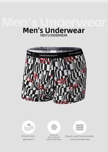 Breathable ice silk men's boxer briefs with geometric patterns and high elasticity fabric