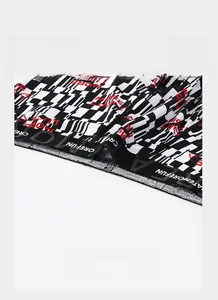 Macro detail of men's ice silk boxer briefs with geometric print and elastic waistband