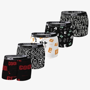 Lot de cinq boxers pour hommes en soie glacée avec imprimés lettres et taille élastique