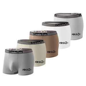 5-pack men's ice silk boxer briefs with elastic waistbands in neutral multi-colors