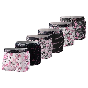 6-pack men's ice silk boxer briefs with cool graffiti prints and elastic waistband