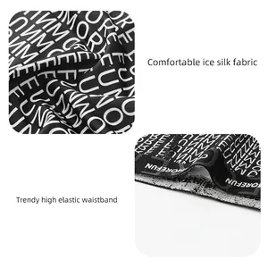 Men's breathable ice silk printed briefs featuring high elastic waistband and smooth fabric