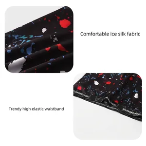 Men's ice silk boxer briefs with artistic splash print and elastic waistband
