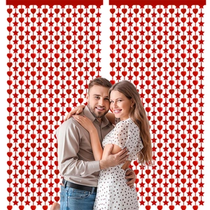 Red heart and star fringe curtain for Valentine's Day romantic party scene decoration