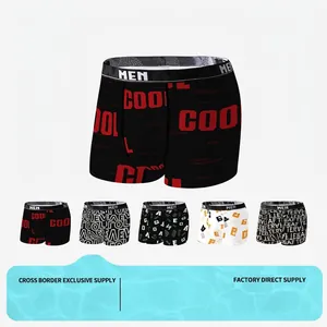 Men's Breathable Boxer Briefs Streetwear Letter Print Underwear Mid Rise Comfortable Stretchy Trunks For Everyday Wear