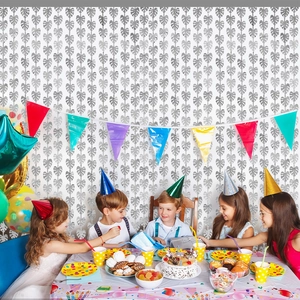 Silver monstera leaf foil curtain backdrop for summer tropical theme party decorations