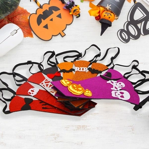 Halloween Sequin Glitter Fabric Tie Kids Party Masquerade Costume Accessories Pumpkin Skull Bat Spider Pattern Festive Tie
