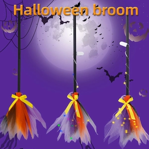 Halloween Hexenbesen Kunststoff Netzgewebe Deko Requisiten Für Kostüm Party Maskenball Cosplay Magier Zubehör Mehrfarbig