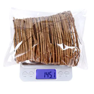 Detail shot of 145g bundle of natural brown dried vine branches in plastic packaging