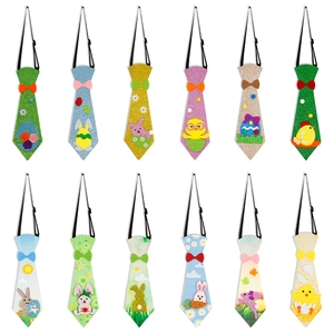 Easter Bunny Chick Egg Decorative Necktie For Kids Pets Adjustable Glitter Felt Costume Party Accessory St Patrick Decoration