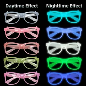 Luminous Glow In The Dark Party Glasses Frames Cyberpunk Fluorescent Plastic Glasses Frames For Bar KTV Photo Props Decor