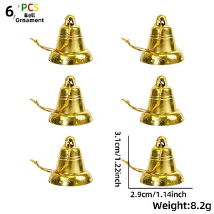 Lot de 6 cloches de Noël dorées avec motifs flocons et détails de dimensions