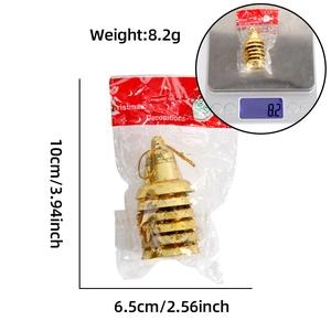 Lot de 6 cloches de Noël dorées avec motifs d'étoiles sur carte festive pour décoration DIY