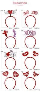 Detail overview showing Valentine's Day headbands with heart and wing elements