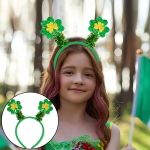 St. Patrick's Day green clover headband with glitter shamrocks and spring detail