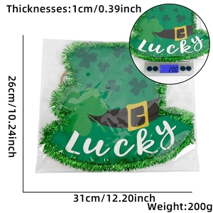 Saint Patrick's Day Leprechaun hat door sign with Lucky text and 31x26cm dimensions