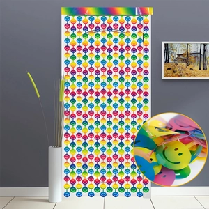 Rainbow gradient smile face fringe curtain for birthday party stage background decoration