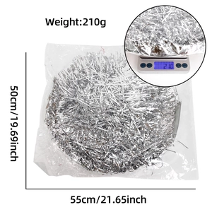 Three-layer silver tinsel ceiling decoration with 210g weight and 50x55cm dimensions