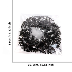 2m Halloween tinsel garland with silver skulls for festive party yard and home decor